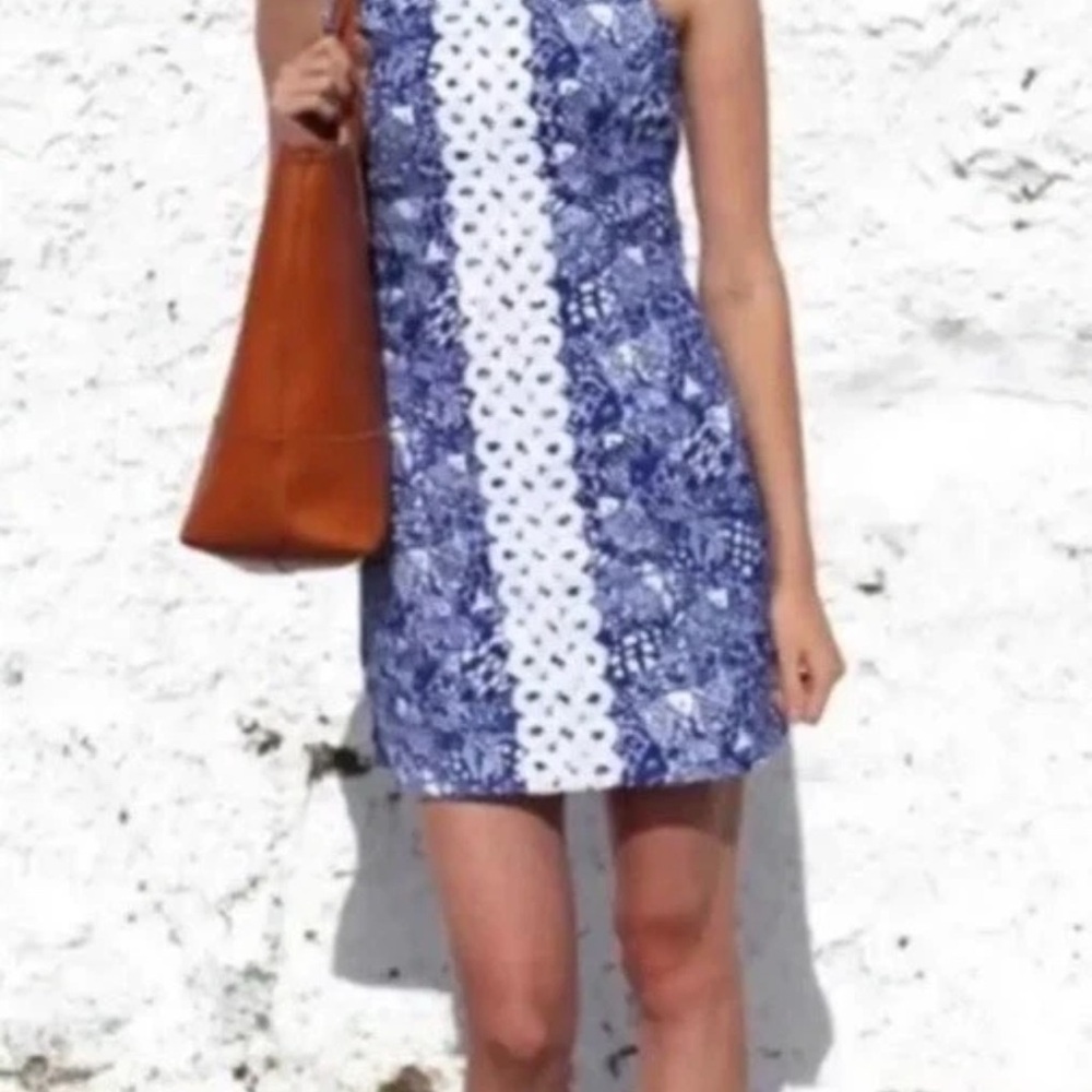 Blue and White Sleeveless Dress size 8